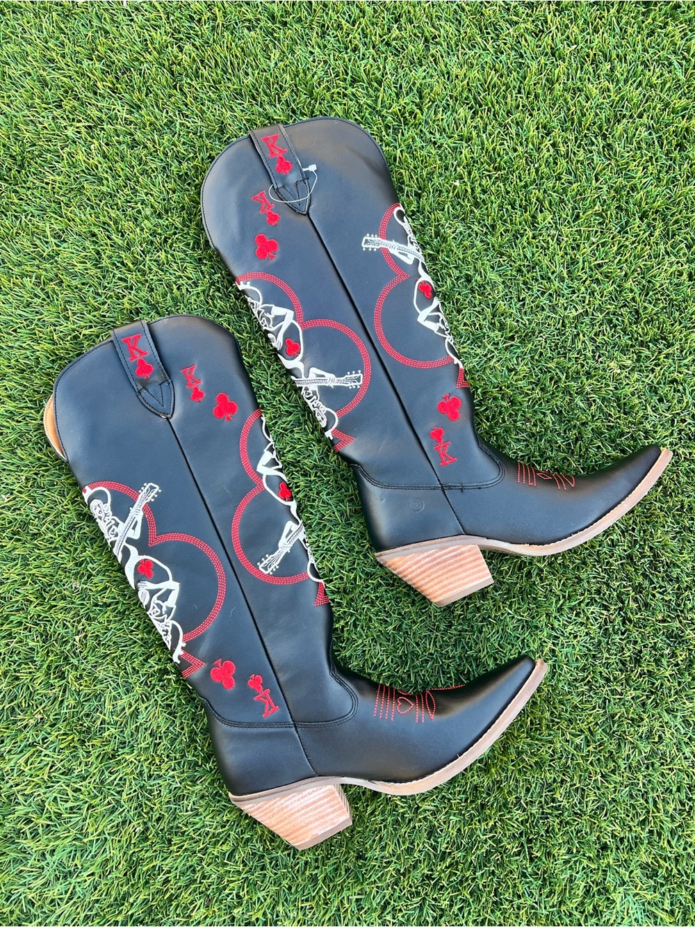 🤠 Dingo Western Cowboy Black Embroidered Leather Boots King of Club Wm Sz. 8.5